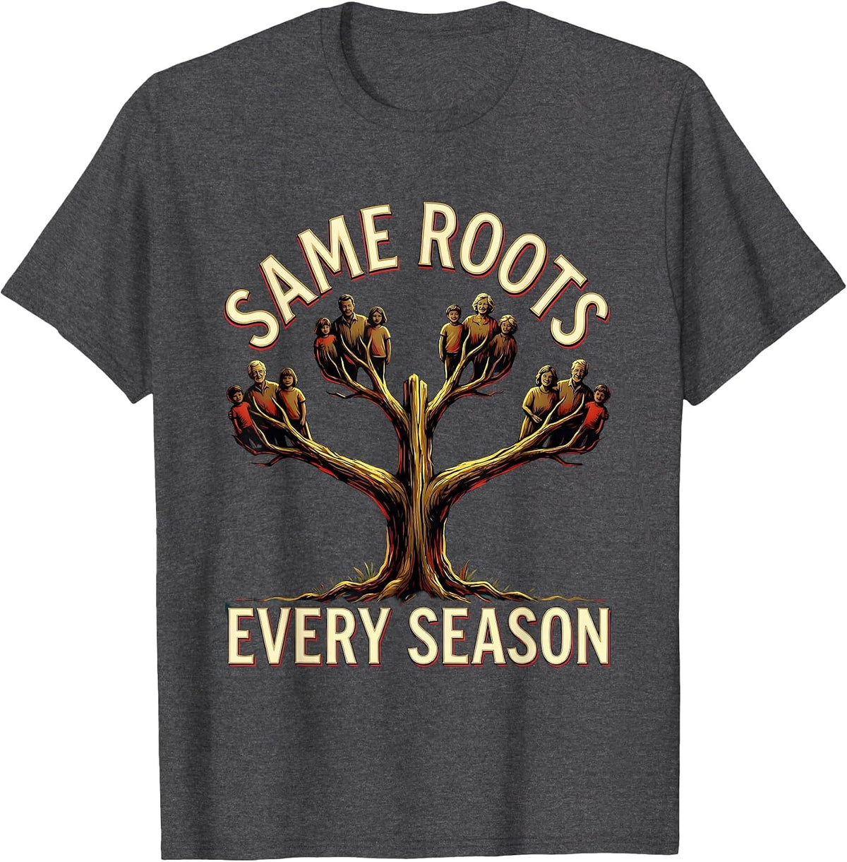 Men's Same Roots Every Season Family Reunion Matching Group Pride T-Shirt - Dark Heather Grey