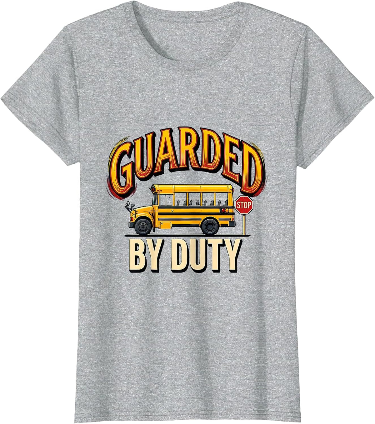 Guarded By Duty Vintage School Bus Driver Appreciation T-Shirt - Heather Grey