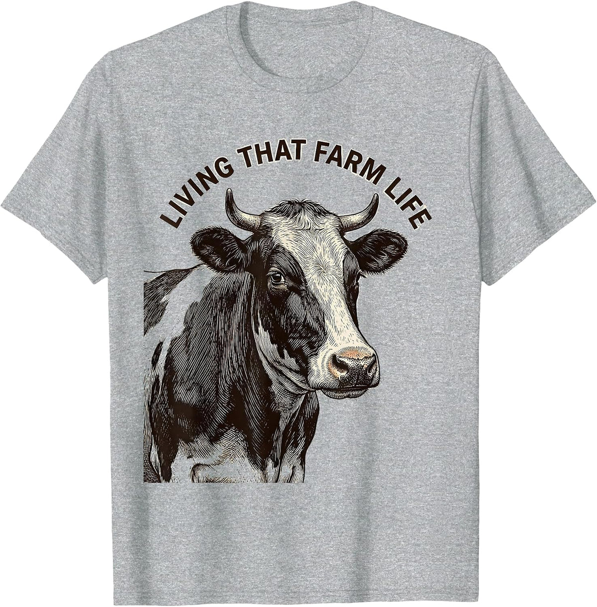 Men's Living That Farm Life Cow Design T-Shirt - Heather Grey