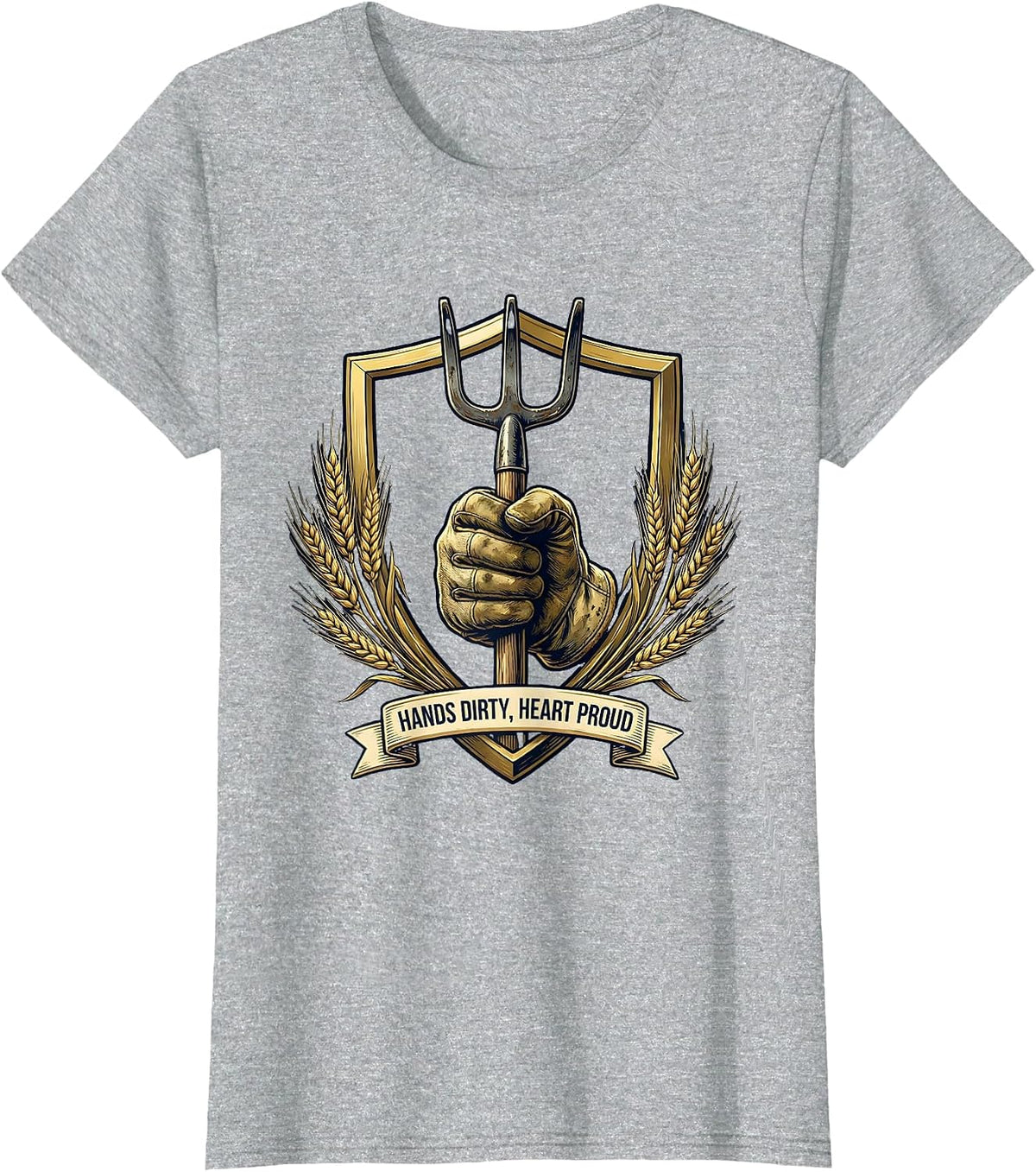Hands Dirty Heart Proud Hard Worker Design T-Shirt - Heather Grey