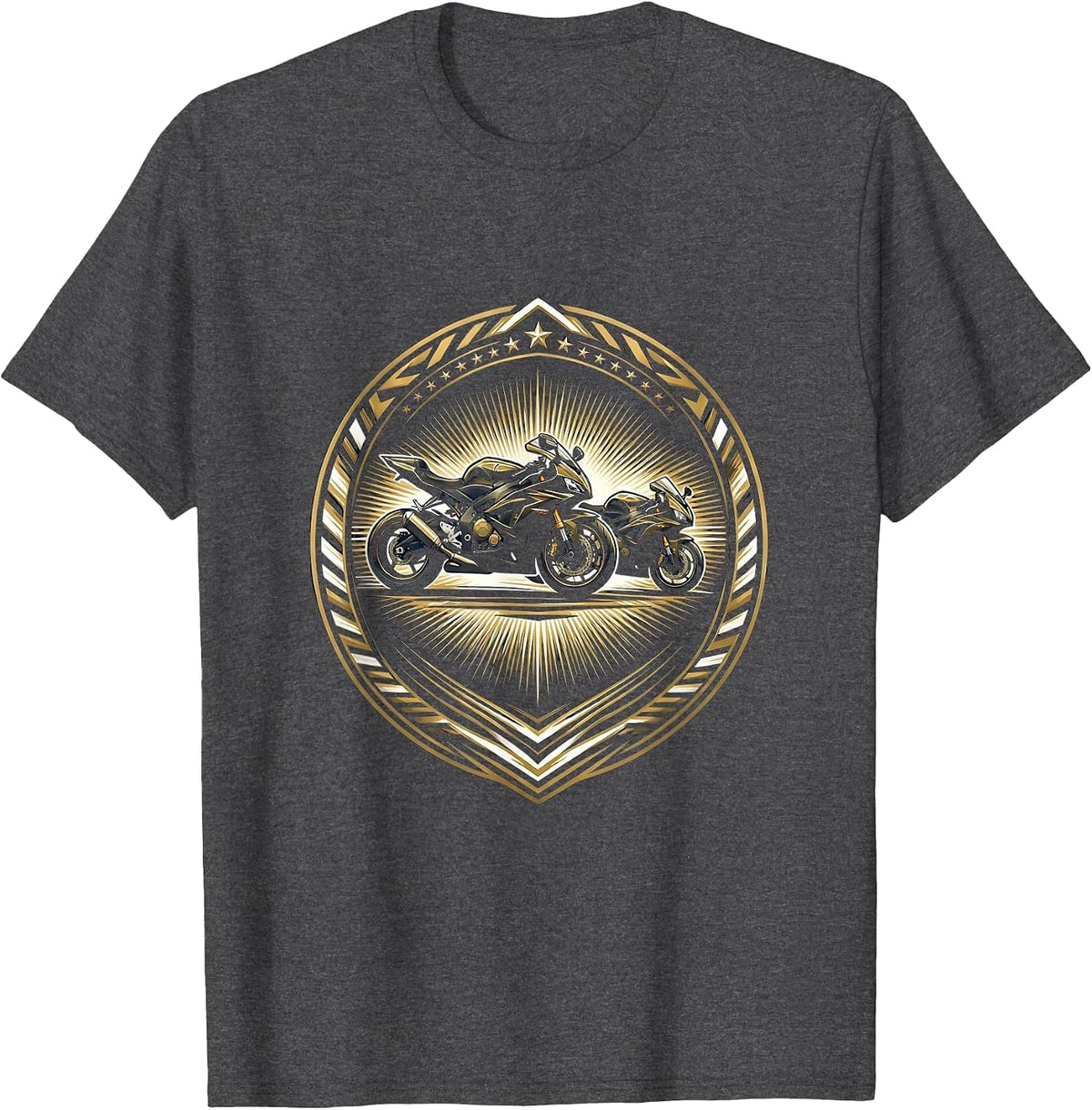 Dad and Son Matching Motorcycles Riding Duo T-Shirt - Dark Heather Grey