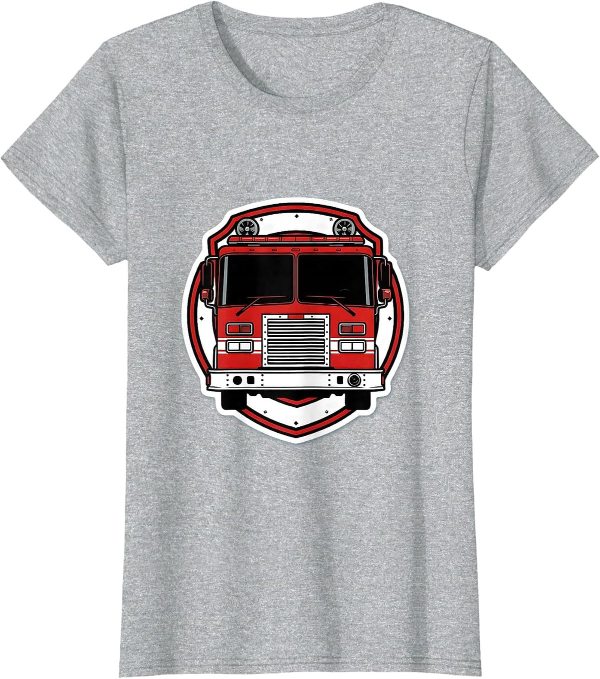 Fire Engine Shield Firefighter Pride Humor T-Shirt - Heather Grey