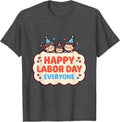 Men's Happy Labor Day Everyone Cute Kawaii Family Holiday T-Shirt - Dark Heather Grey