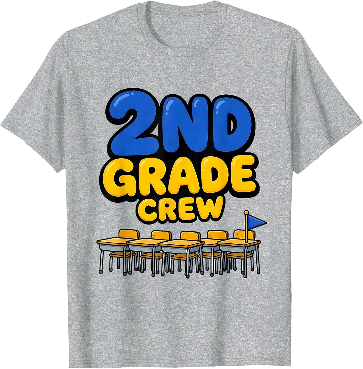 Men's 2nd Grade Crew Funny Teacher Back To School Crew T-Shirt - Heather Grey