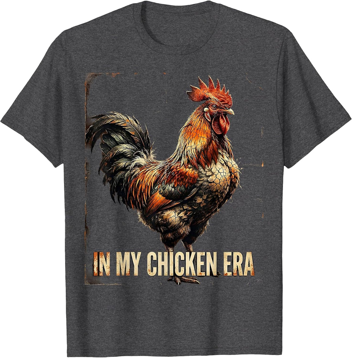 Men's In My Chicken Era Funny Poultry Design T-Shirt - Dark Heather Grey
