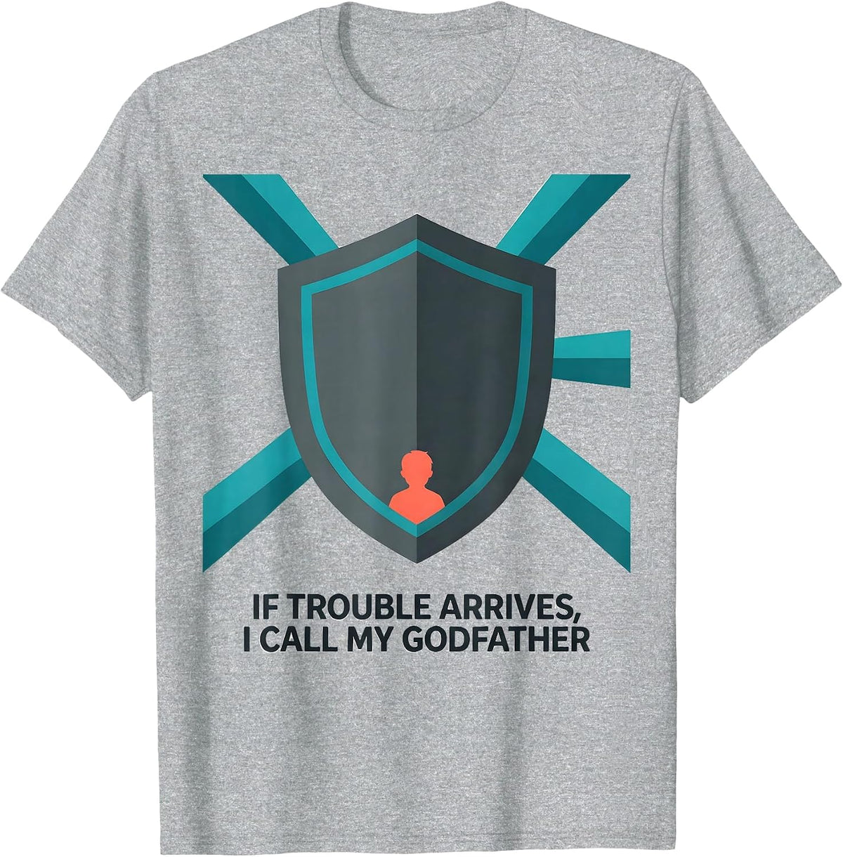 Men's If Trouble Arrives, I Call My Godfather Funny Godchild T-Shirt - Heather Grey