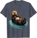 Sea Otter Balancing Shell Funny Otter Lover Humor T-Shirt, Men, Heather Blue, Medium - As Pictured