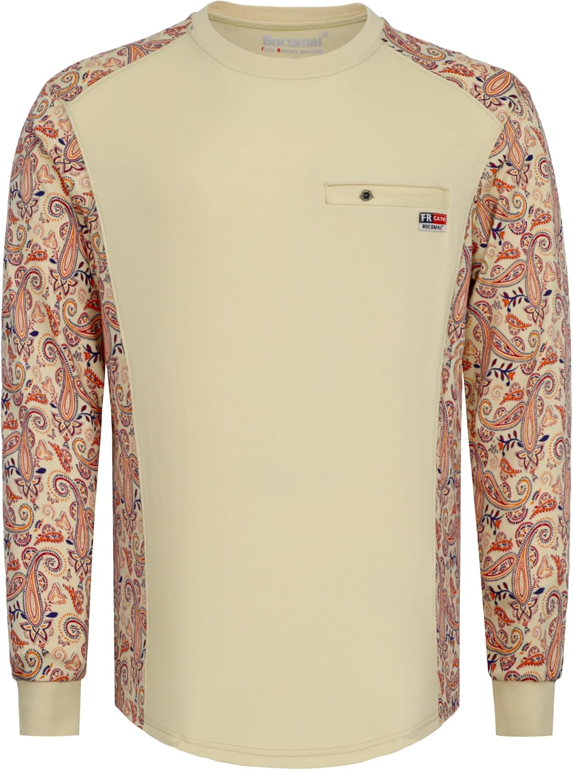 BOCOMAL FR Shirts Crewneck 5.5oz Paisley Camo Two-Tone Long Sleeve CAT2 - Paisley Khaki 1029