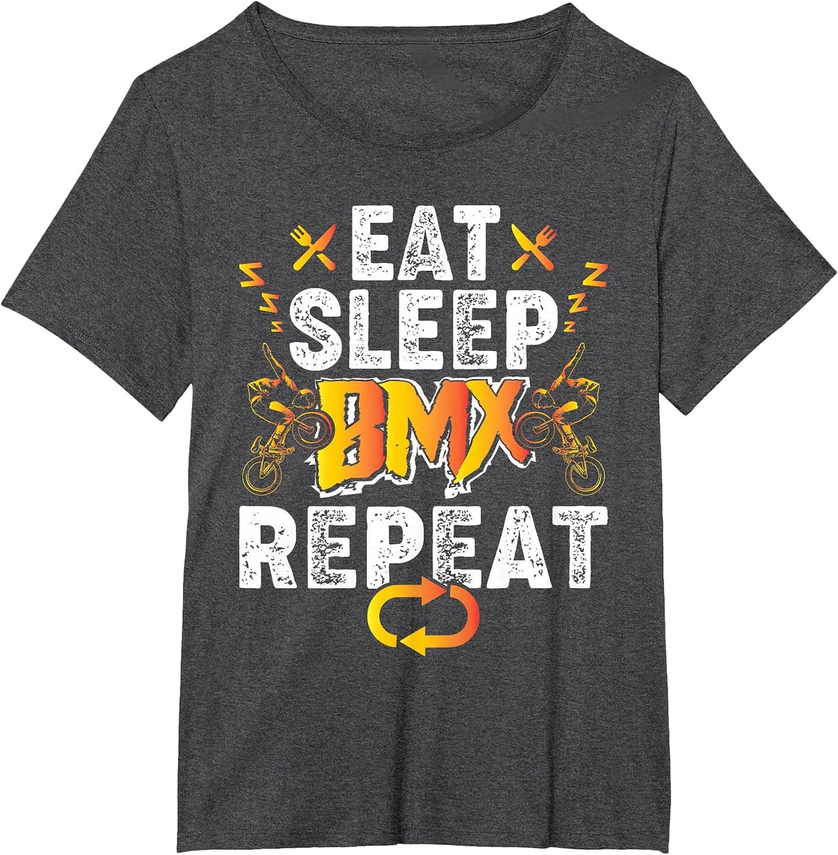 Eat Sleep BMX Repeat - Cyclist Bike Bicycle T-Shirt - Dark Heather Grey