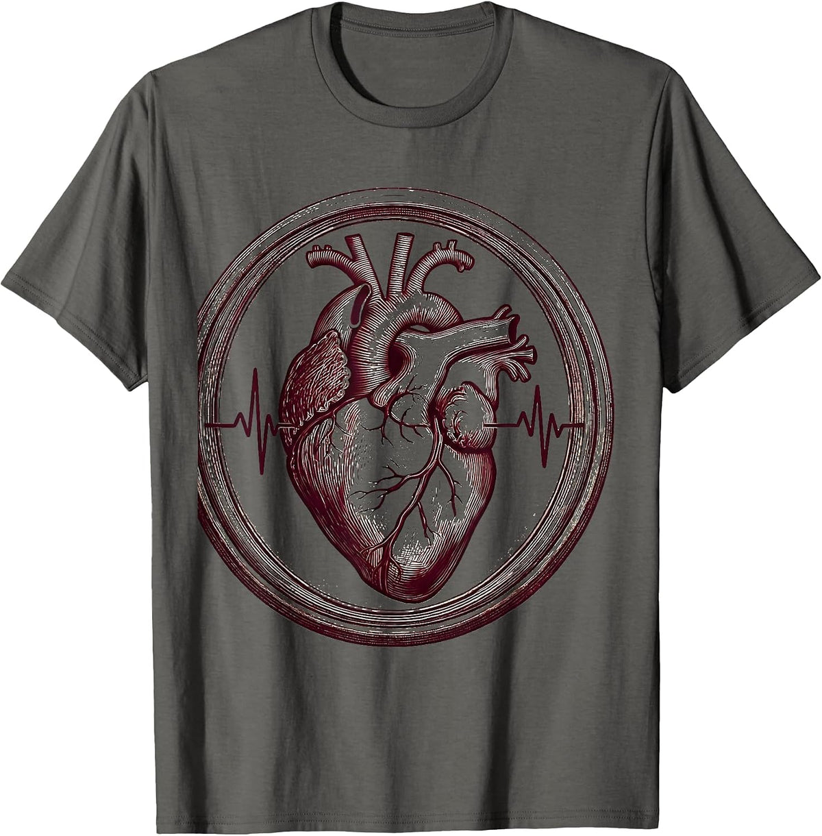 Men's Anatomical Heart Exercise Pulse Physical Therapy T-Shirt - Asphalt Grey