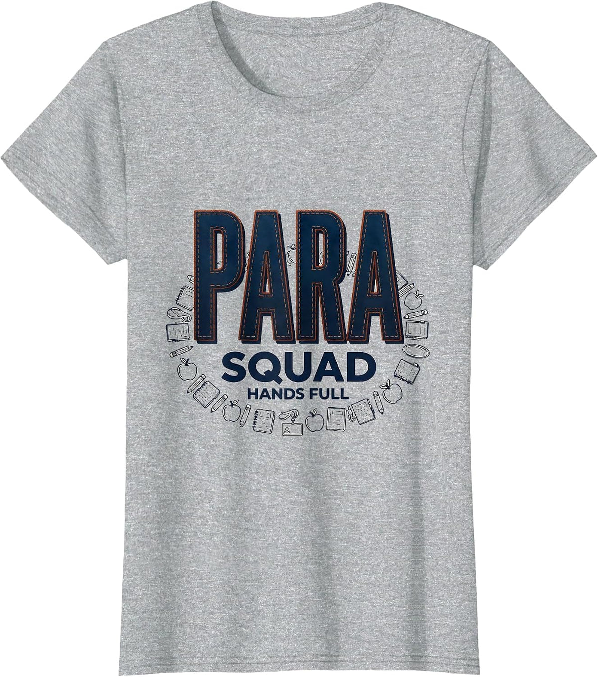 Para Squad Hands Full Bold Typography Back To School T-Shirt - Heather Grey