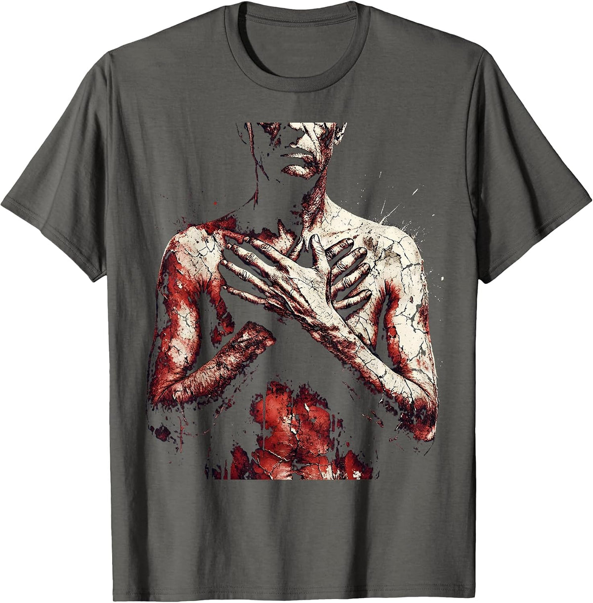 Patriot Day Hands Over Heart Remembrance Design T-Shirt - Asphalt Grey