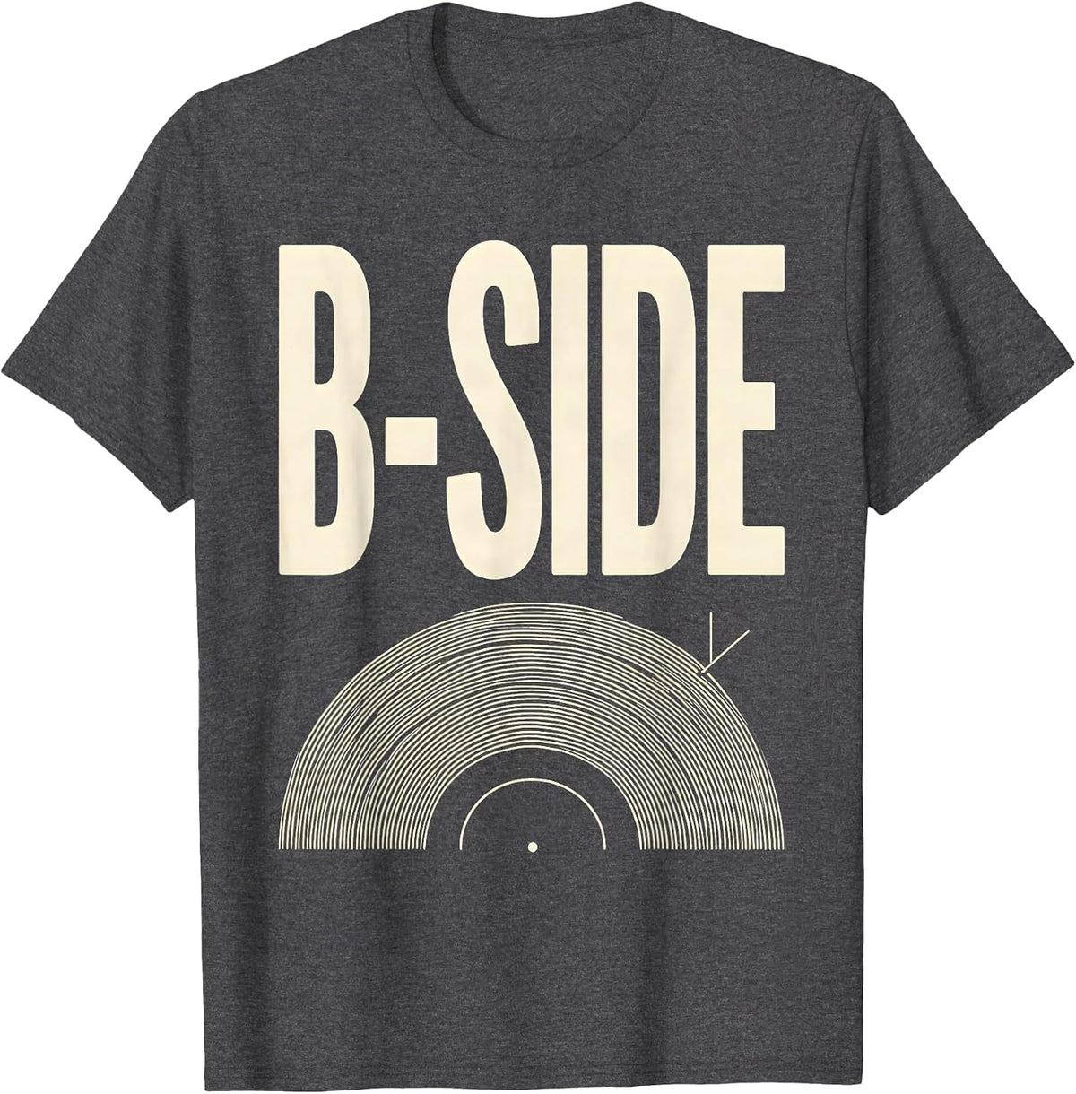 B-Side Retro DJ Vinyl Turntable Music Lover T-Shirt - Dark Heather Grey