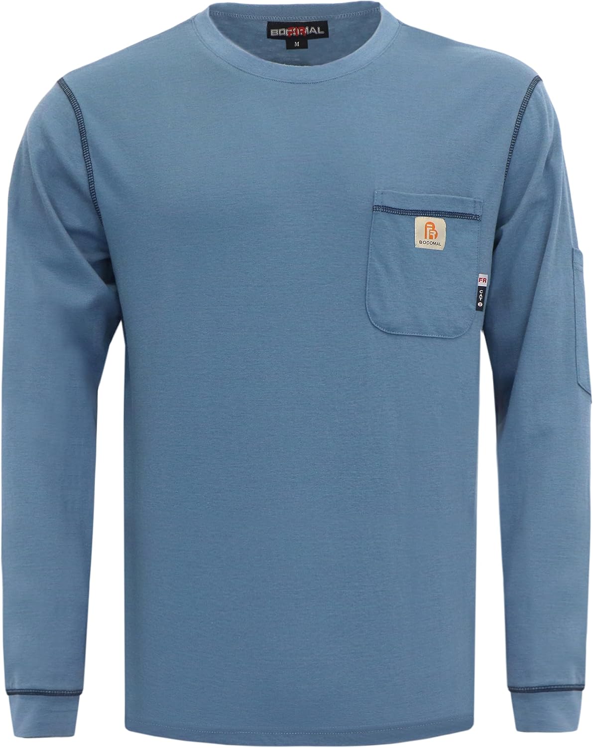 BOCOMAL FR Shirts for Men Lightweight Crew Flame Resistant Long Sleeve CAT2 - Sky Blue