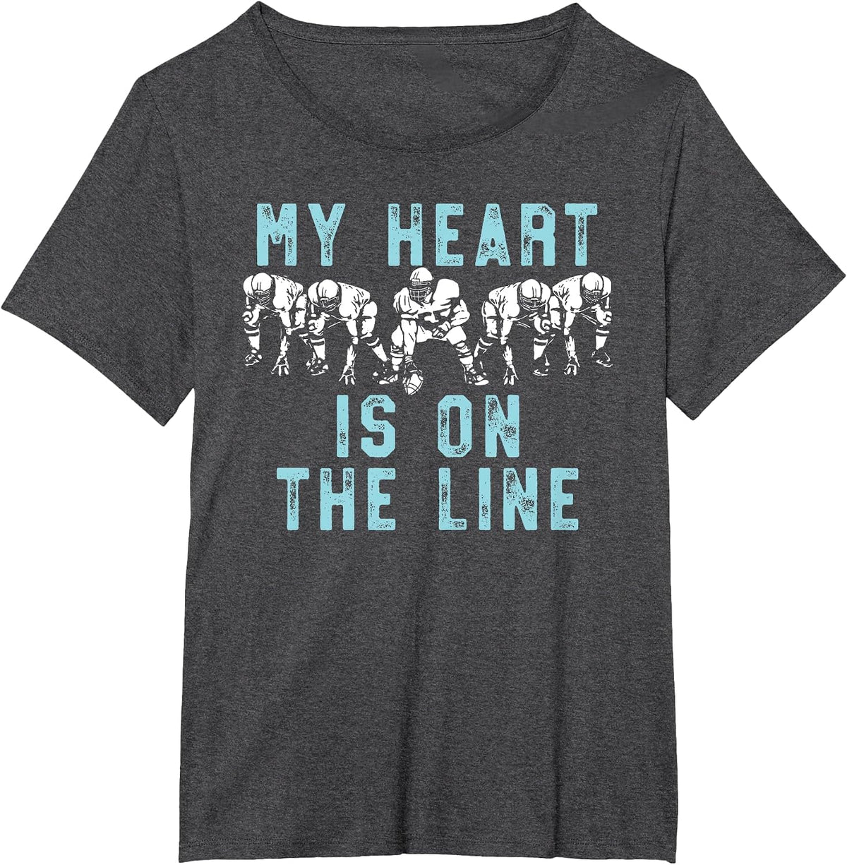 My Heart is On The Line Funny Offensive Line Football Parent T-Shirt - Dark Heather Grey