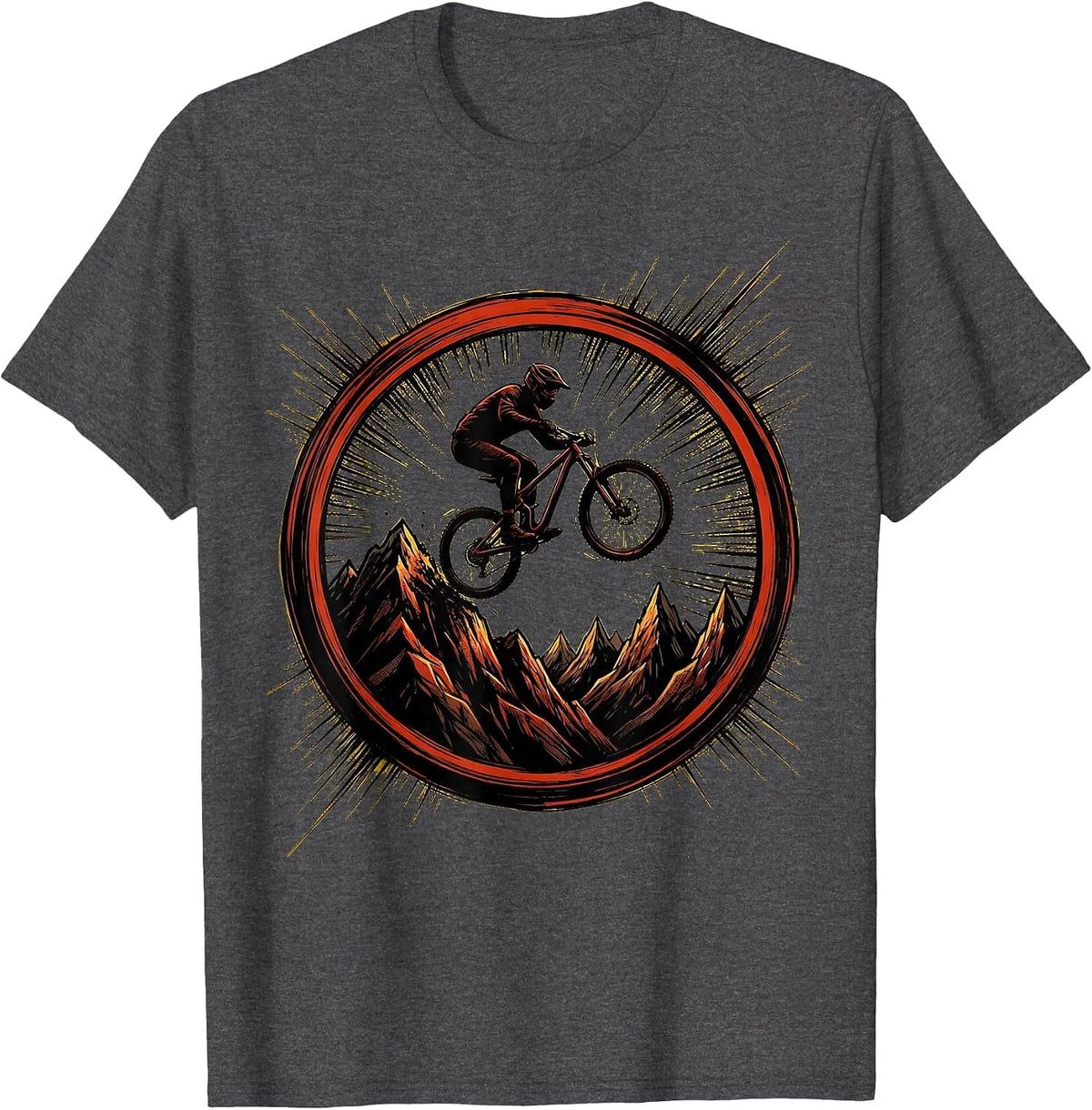 Men's Cyclist Silhouette Mountain Summit Graphic T-Shirt - Dark Heather Grey