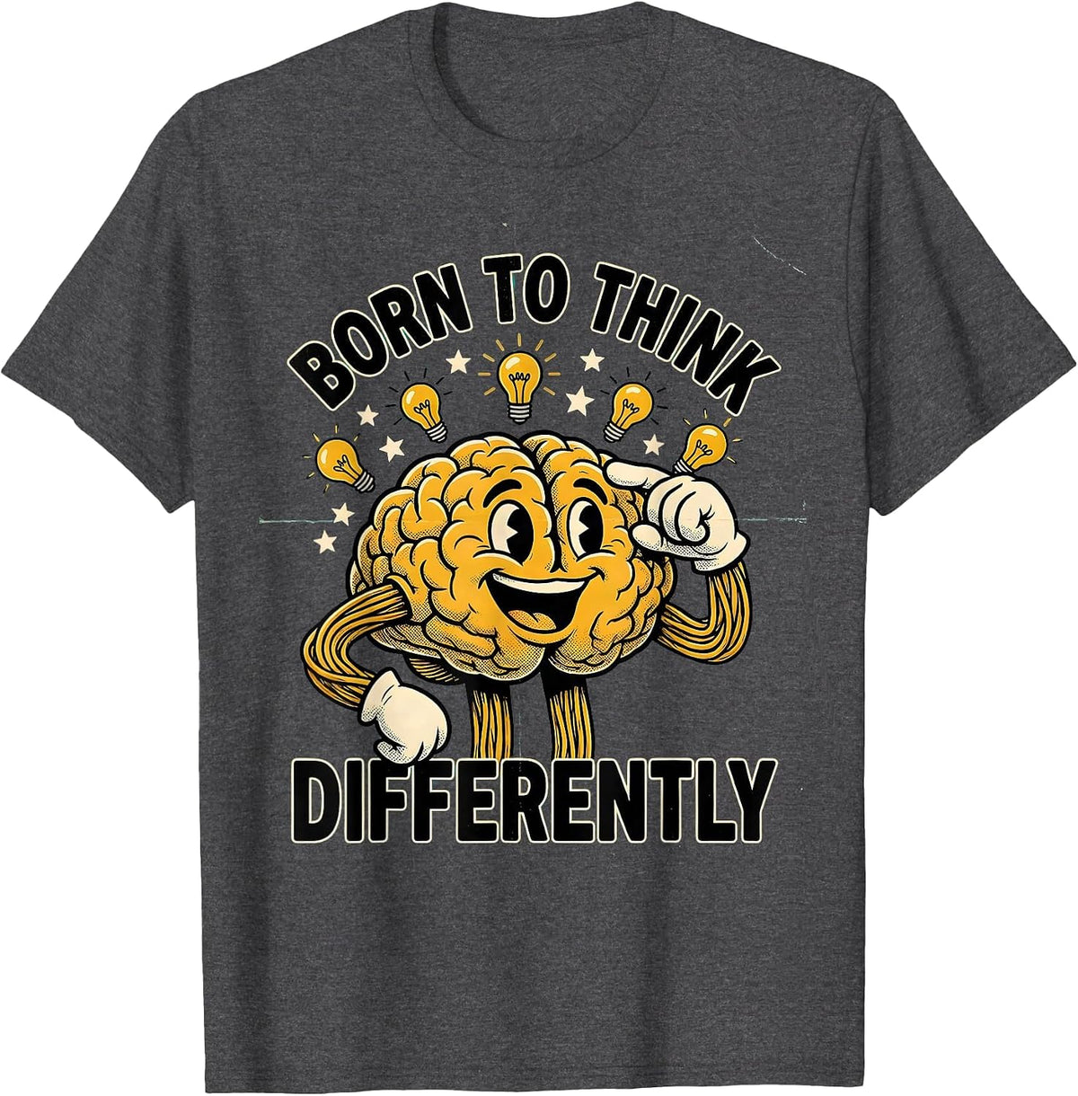 Men's Born to Think Differently Autism Awareness Design T-Shirt - Dark Heather Grey
