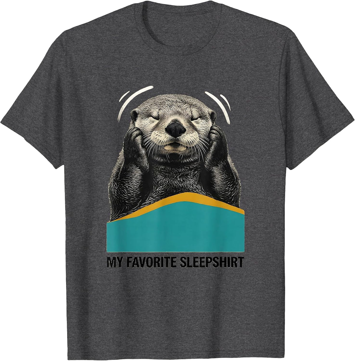 My Favorite Sleepshirt Cute Midcentury Modern Sea Otter T-Shirt - Dark Heather Grey