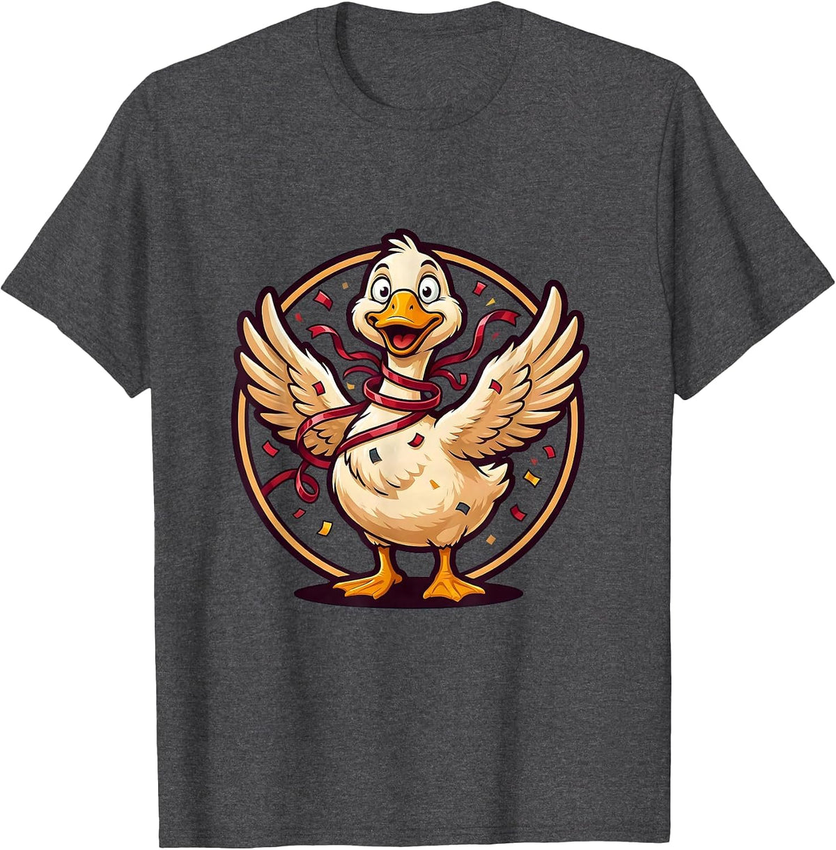 Men's Silly Goose Tangled in Party Streamers T-Shirt - Dark Heather Grey