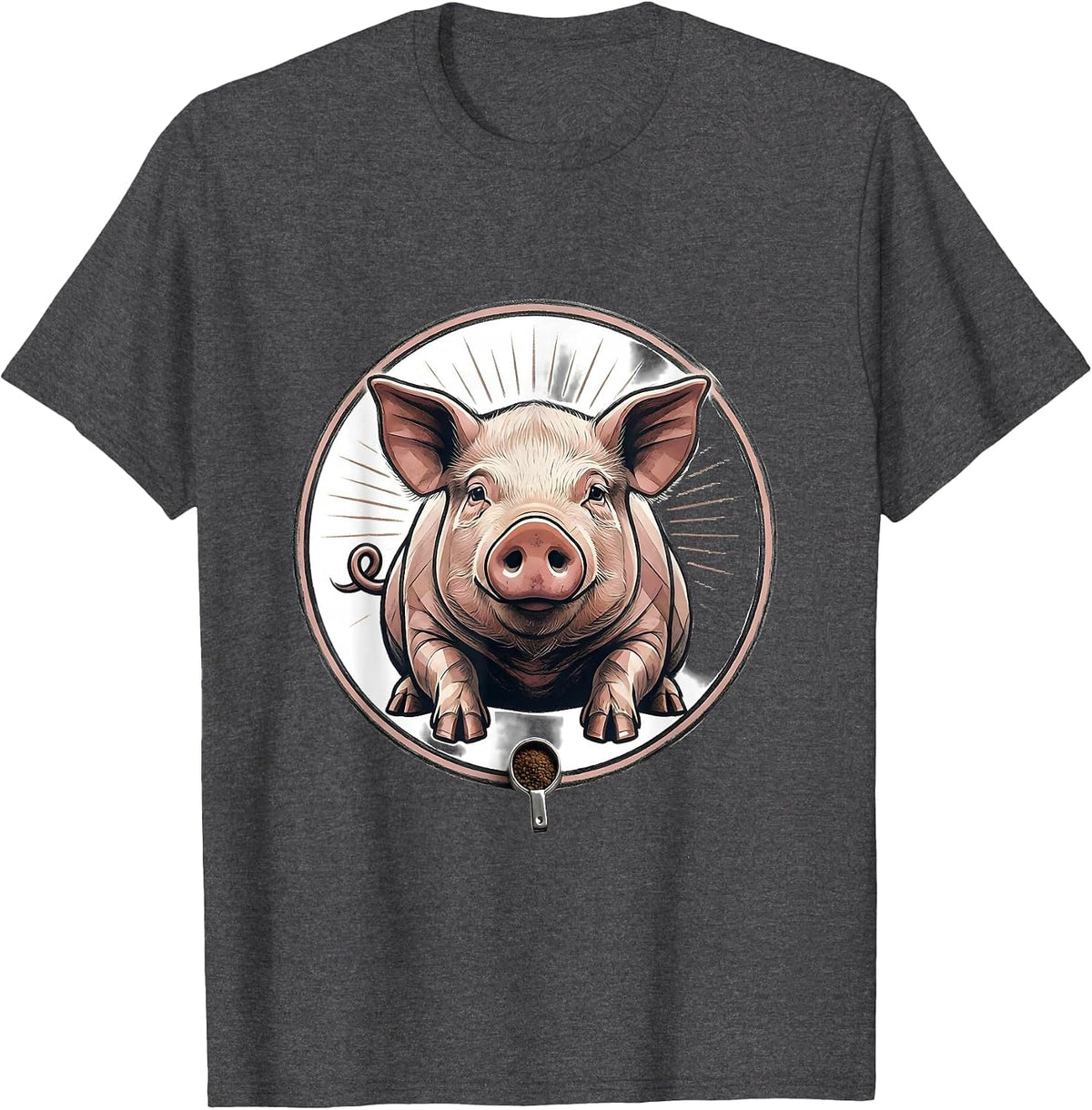 Sealed Pig Badge Minimalist Farm Animal Lover Humor T-Shirt - Dark Heather Grey