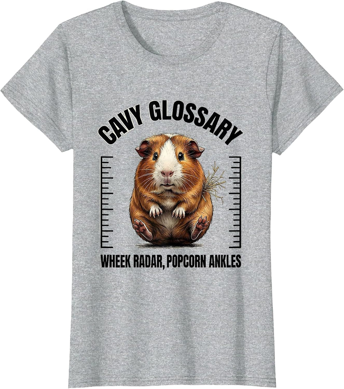 Women's Cavy Glossary: Wheek Radar, Popcorn Ankles Funny Cavy Lover T-Shirt - Heather Grey