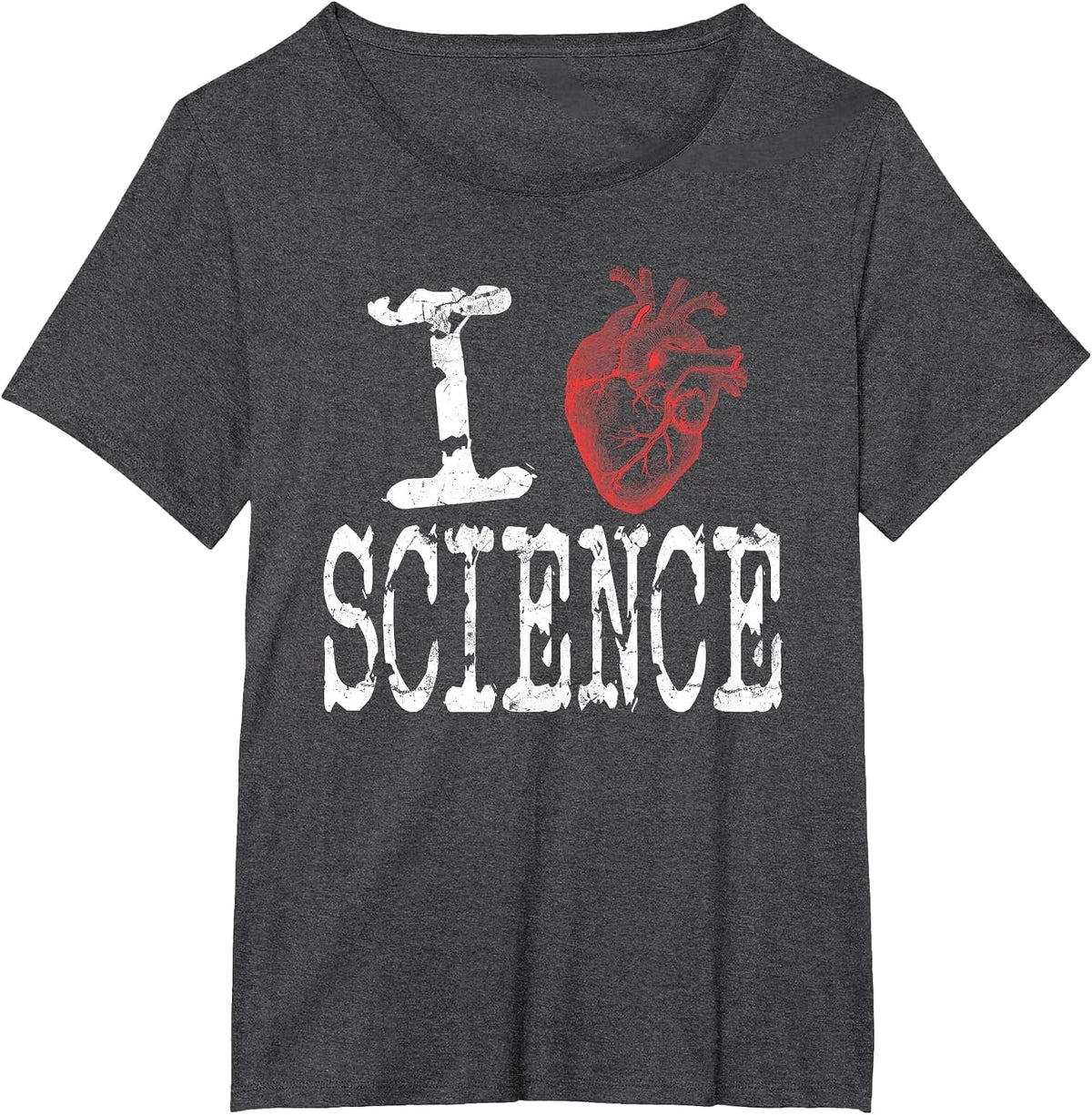 I Love Science Cool Heart Graphic, Awesome Science Lover T-Shirt - Dark Heather Grey