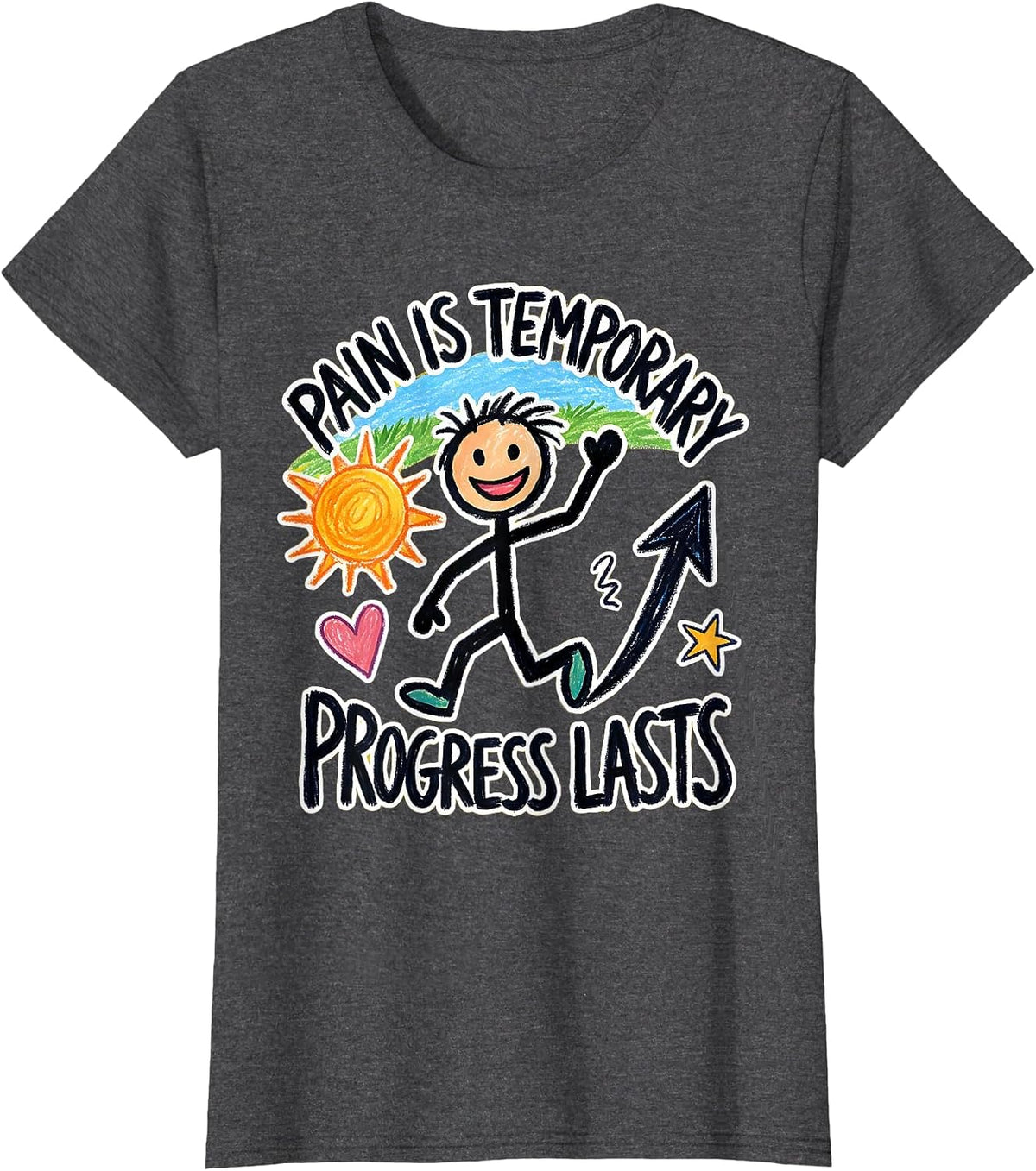 Women's Pain Is Temporary Progress Lasts Physical Therapy T-Shirt - Dark Heather Grey