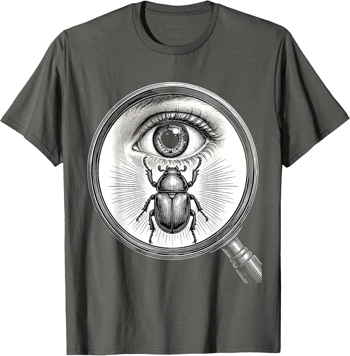 Men's Autism Awareness Child With Magnifying Glass Bug T-Shirt - Asphalt Grey