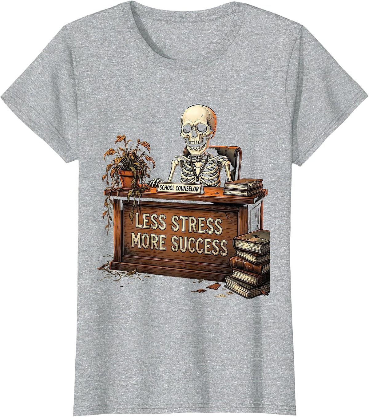 Less Stress More Success School Counselor Design T-Shirt - Heather Grey