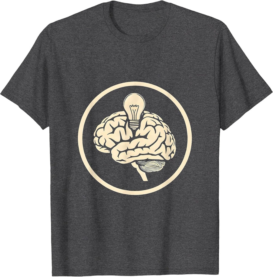 Men's Sped Teacher Brain Lightbulb Glowing Illustration T-Shirt - Dark Heather Grey