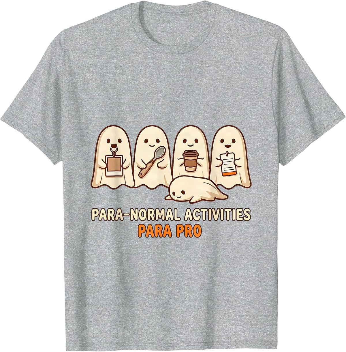 Men's Para-Normal Activities Para Pro Cute Ghost SpEd Teacher T-Shirt - Heather Grey