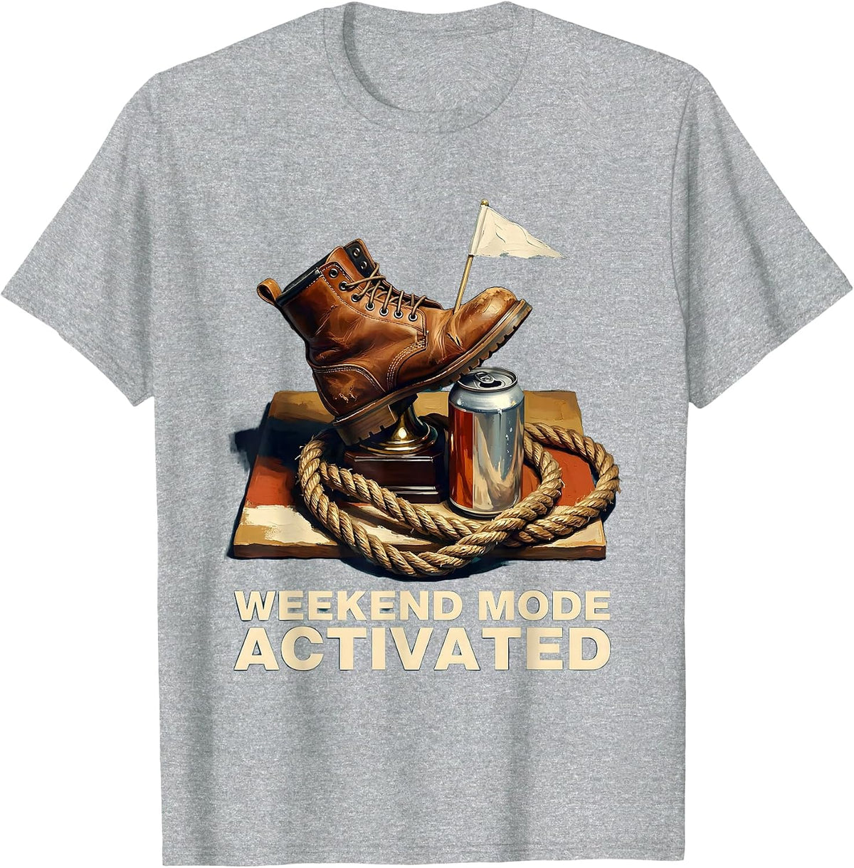 Weekend Mode Activated Labor Day Graphic T-Shirt, Men, Heather Grey, Large - As Pictured