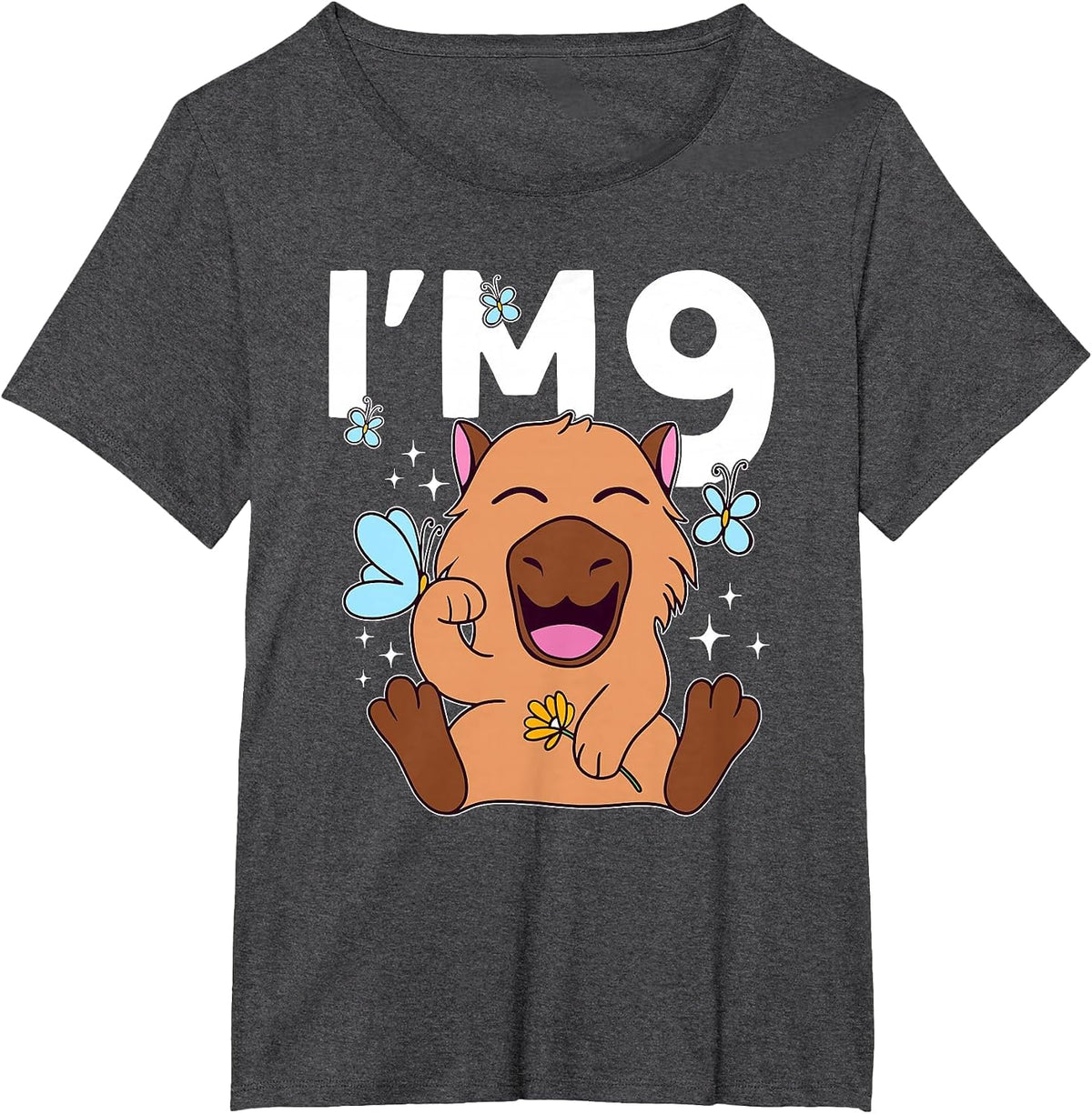 I'm 9 Bday Capybara 9th Birthday Capybara T-Shirt - Dark Heather Grey