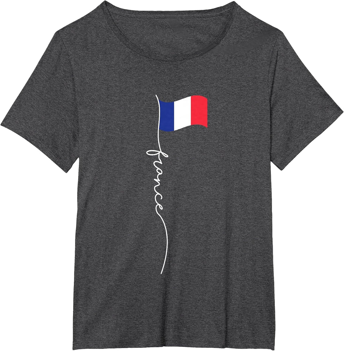 France Signature Flag Pole - Elegant Patriotic French Flag T-Shirt - Dark Heather Grey