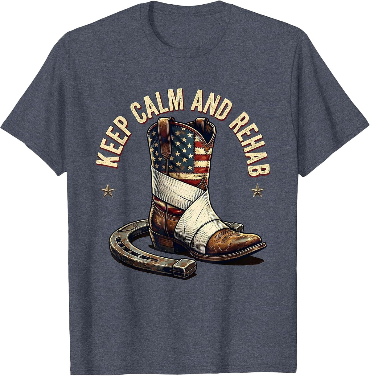 Keep Calm and Rehab Physical Therapy Design T-Shirt - Heather Blue