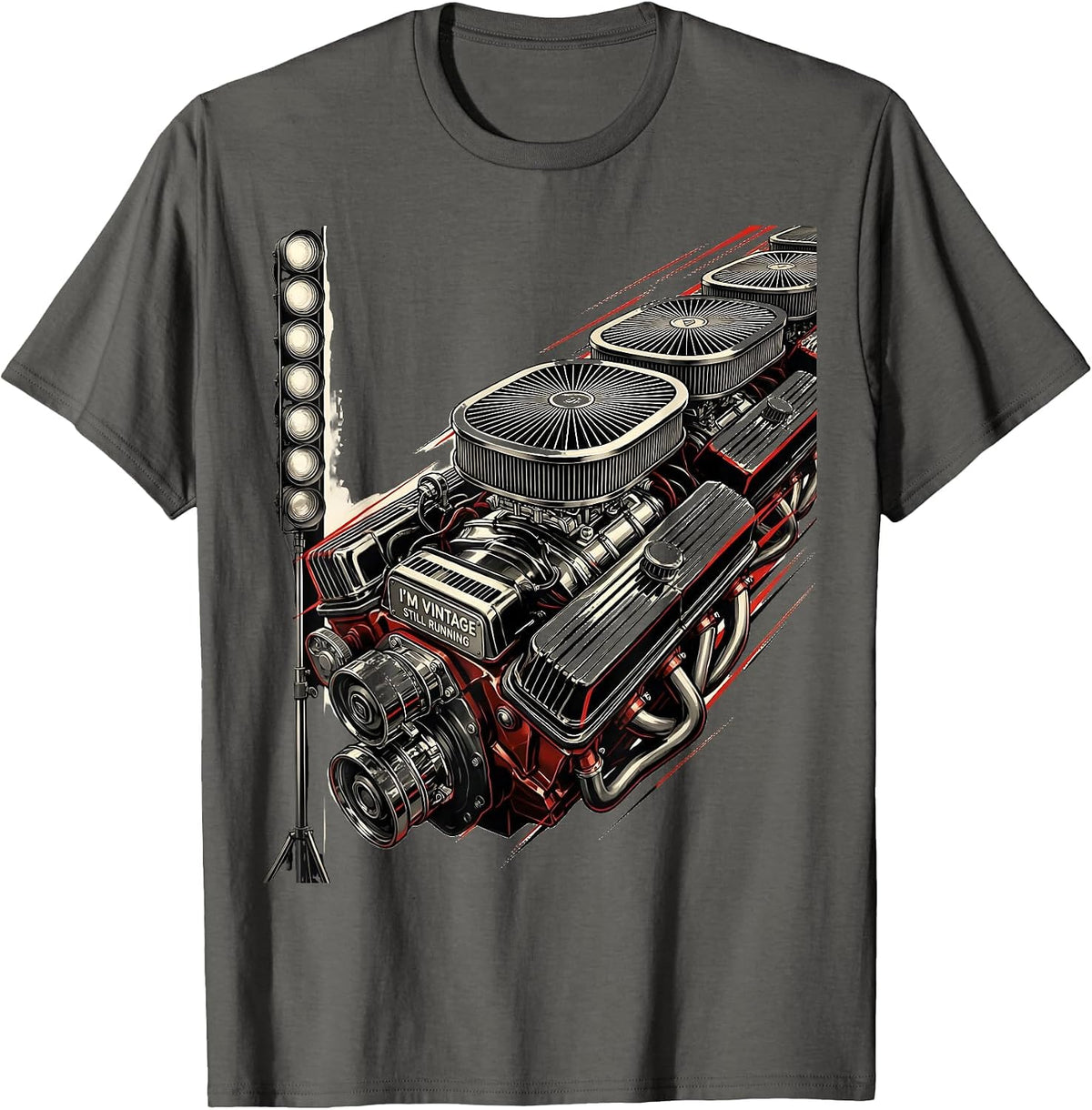 Men's I'm Vintage Still Running Futurist Dynamism Classic Car T-Shirt - Asphalt Grey
