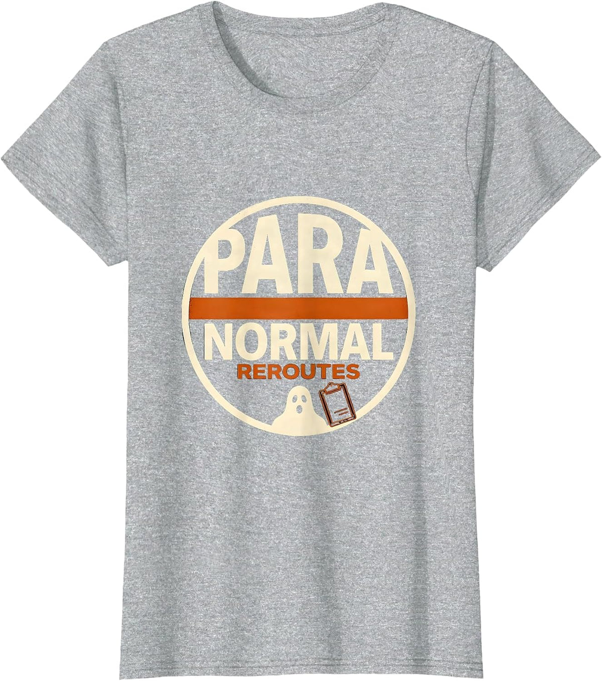 Women's Para Normal Reroutes Screenprint Ghost Para Teacher T-Shirt - Heather Grey