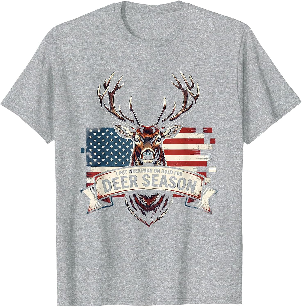 Men's I Put Weekends On Hold For Deer Season Funny Hunting Dad T-Shirt - Heather Grey