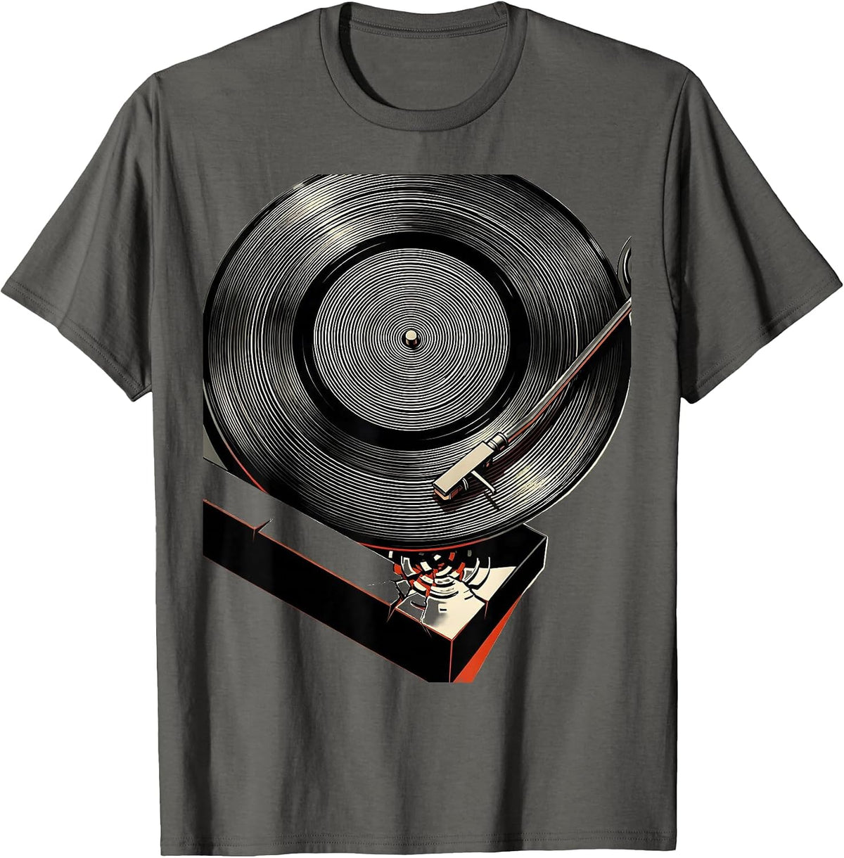 Vinyl Record Turntable DJ Music Lover Hobby Pride T-Shirt - Asphalt Grey