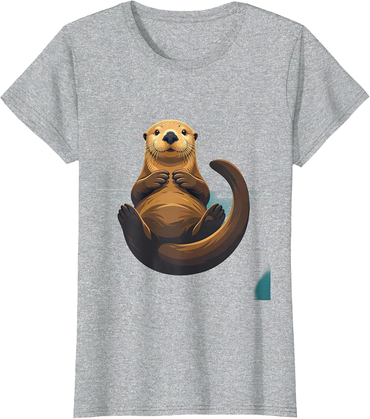 Women's Back-Floating Sea Otter Funny Animal Lover Gift T-Shirt - Heather Grey