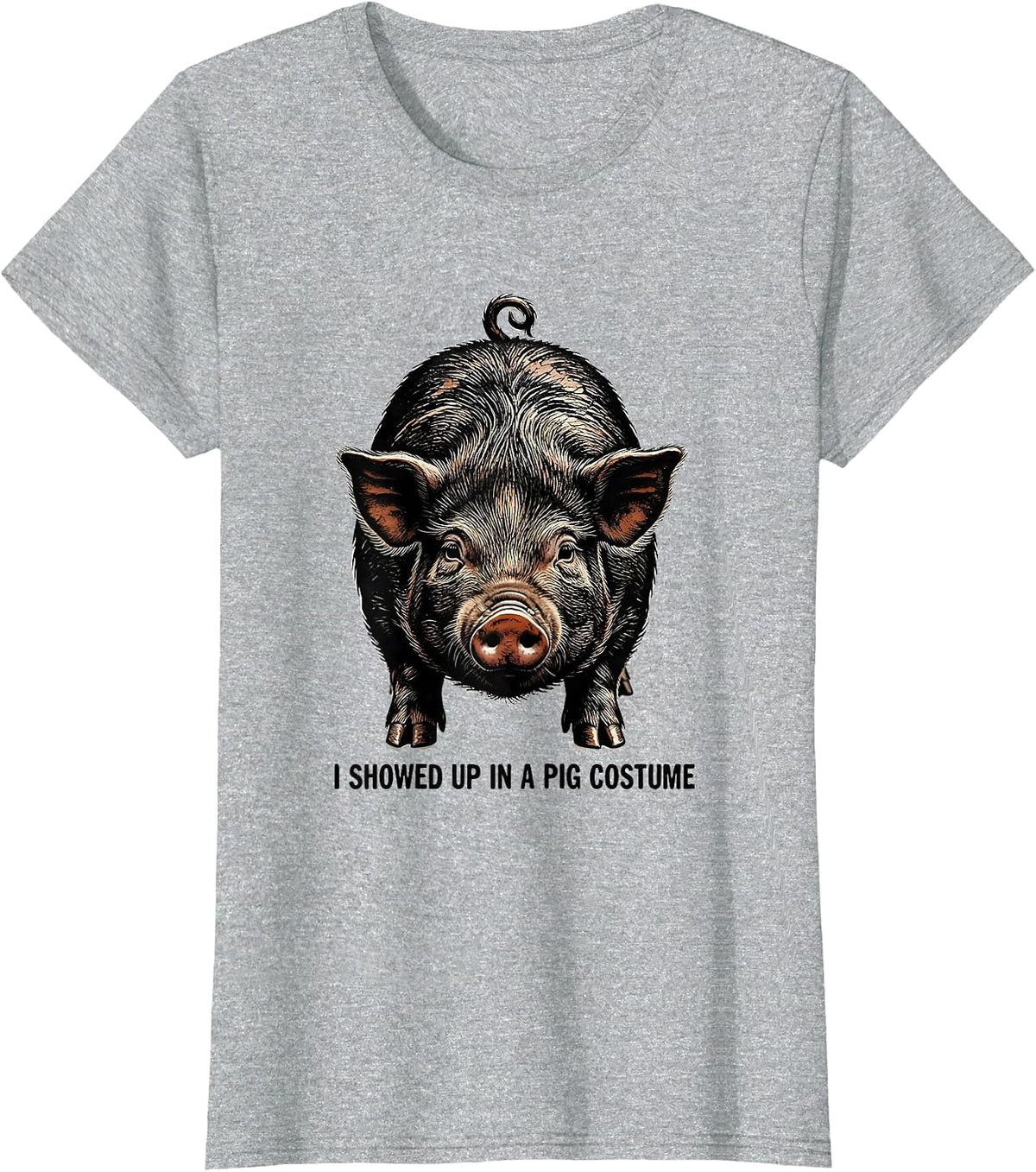 I Showed Up In A Pig Costume Funny Pig Lover Halloween T-Shirt - Heather Grey