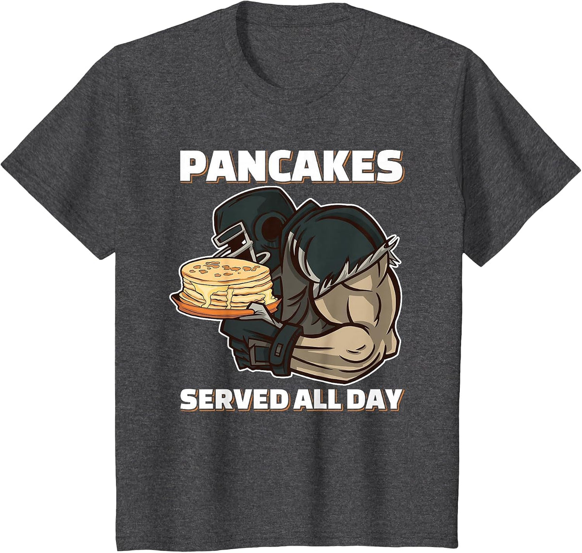 Pancakes Served All Day Football Offensive Lineman Pancake T-Shirt - Dark Heather Grey