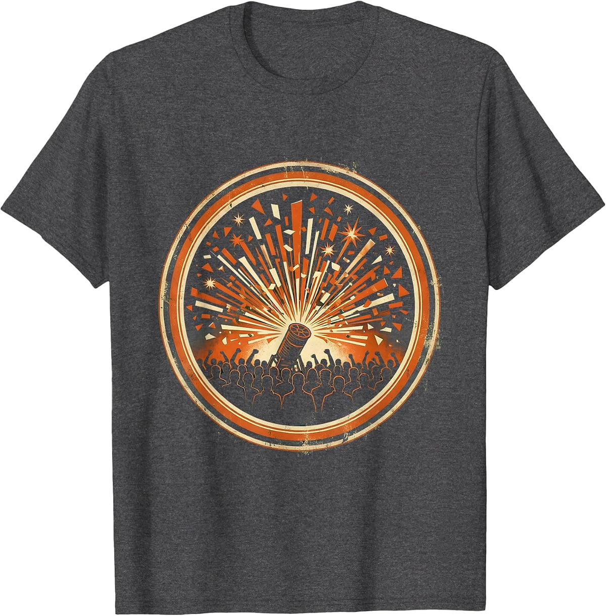 Men's Confetti Cannon Crowd Cheer Celebration Graphic T-Shirt - Dark Heather Grey