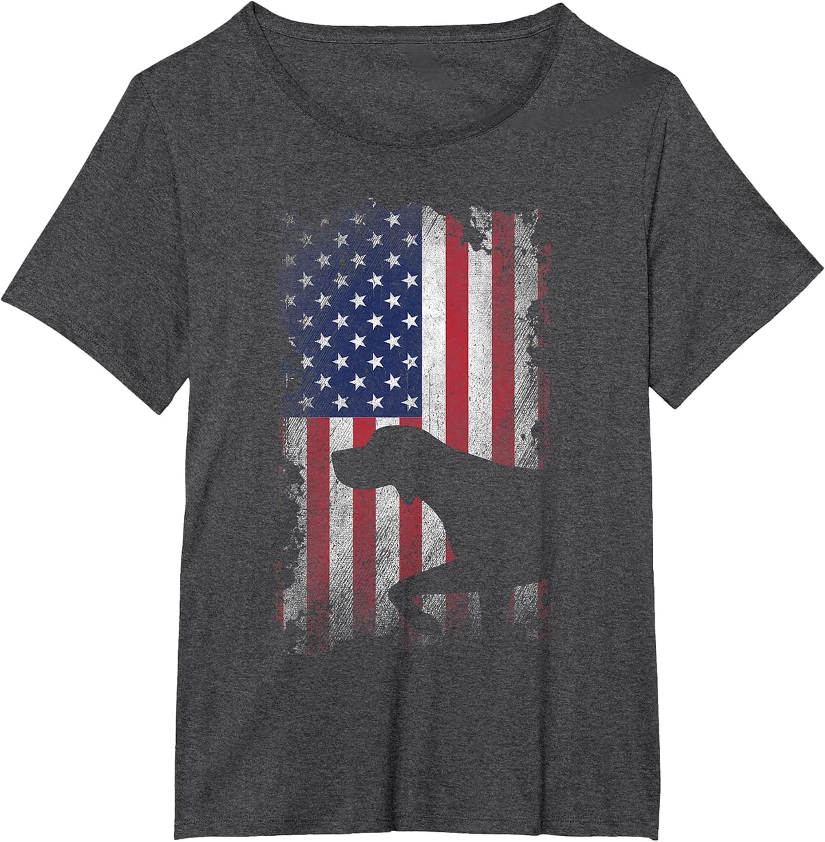 Patriotic German Shorthaired Pointer American Flag GSP Dog T-Shirt - Dark Heather Grey