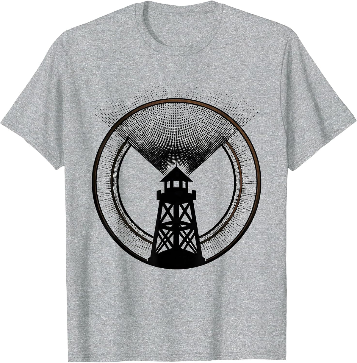 Men's Guard Tower Searchlight Security Graphic Tee T-Shirt - Heather Grey