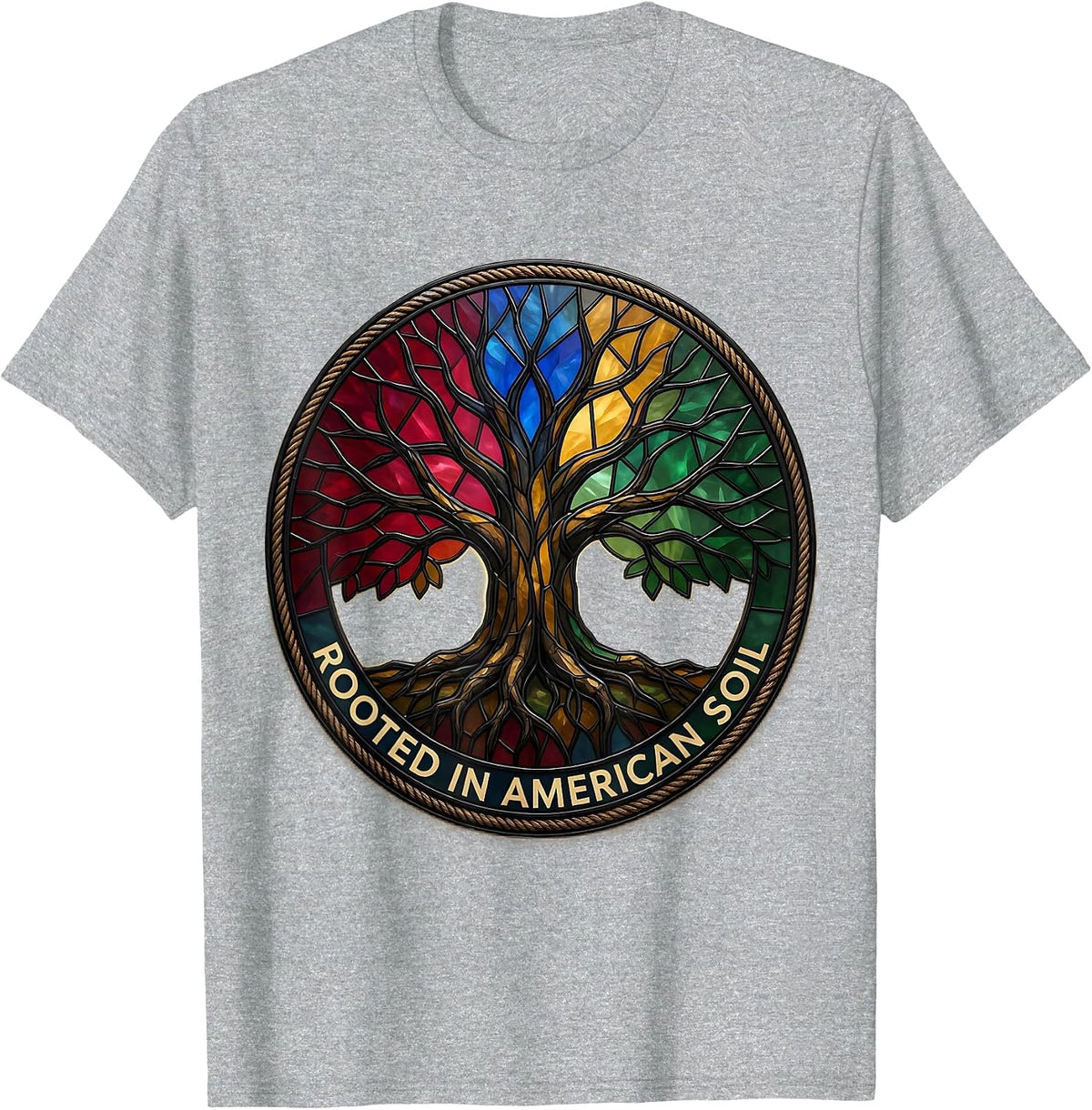 Men's Rooted in American Soil Patriotic Design T-Shirt - Heather Grey