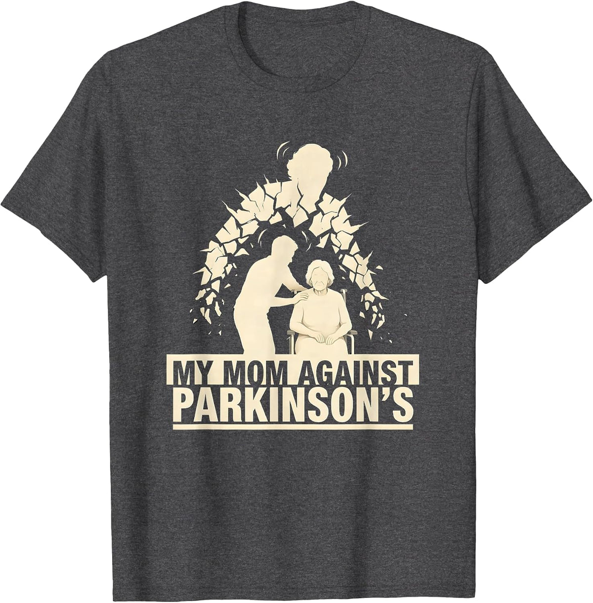 My Mom Against Parkinson's Support Caregiver Family T-Shirt - Dark Heather Grey