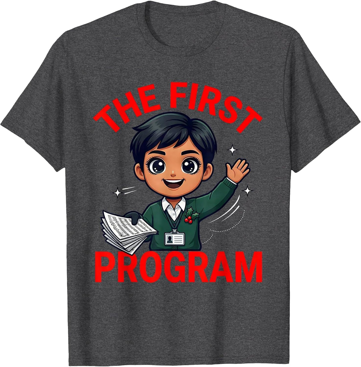 THE FIRST PROGRAM Funny School Staff Winter Concert T-Shirt - Dark Heather Grey