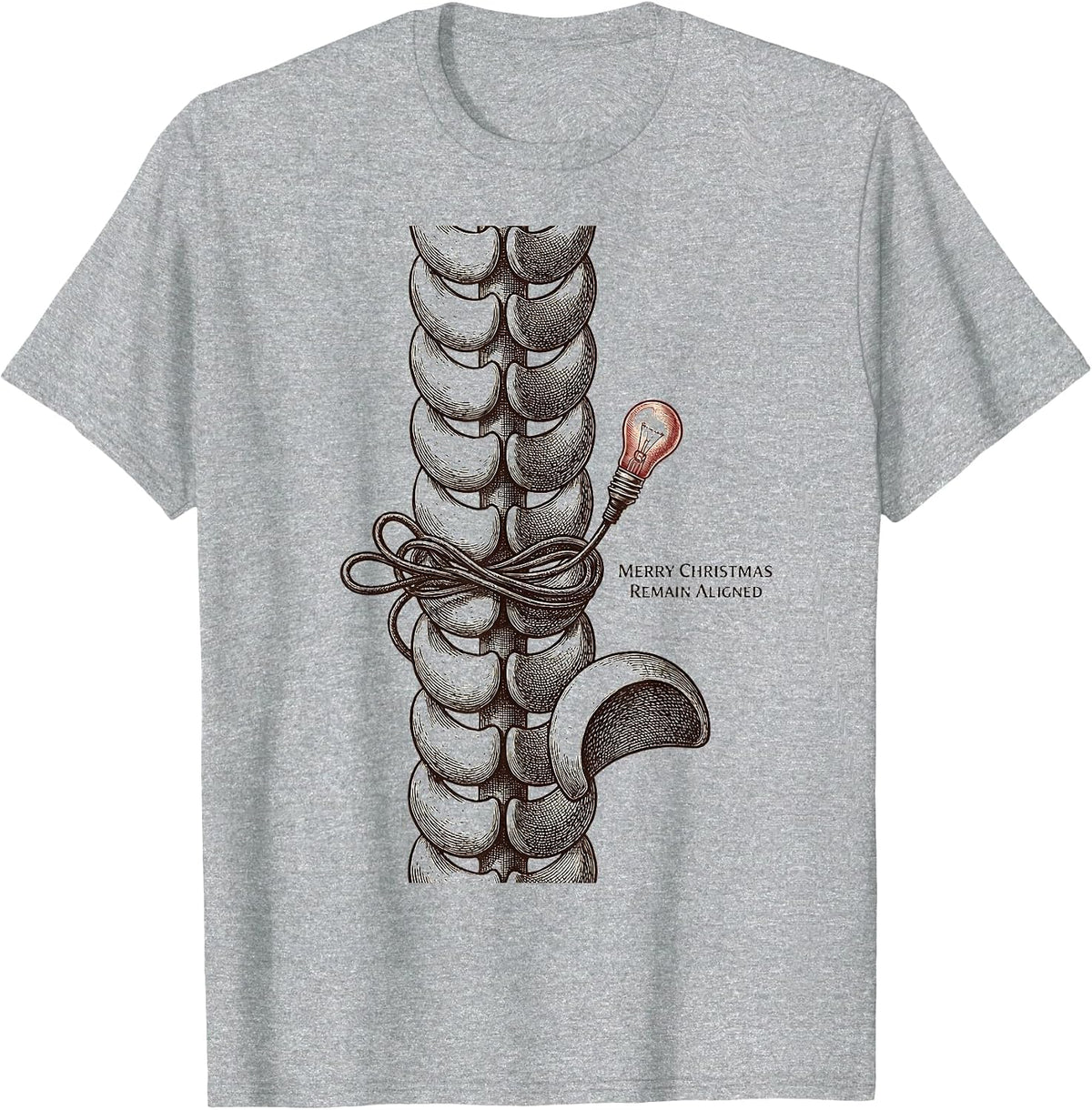 Men's Merry Christmas Remain Aligned Funny Chiropractor T-Shirt - Heather Grey