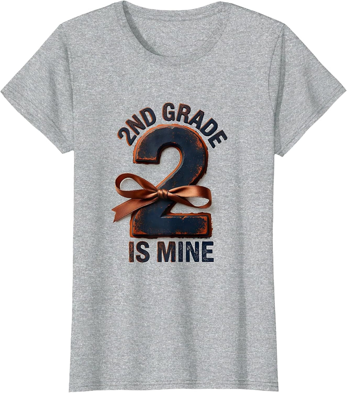 2nd Grade Is Mine Rubber Stamp Coquette Bow Back To School T-Shirt - Heather Grey